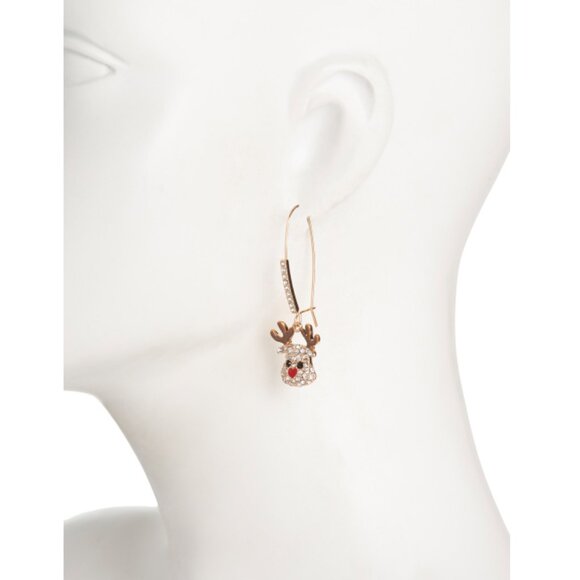 BETSEY JOHNSON Gold Reindeer Crystal Earrings - Picture 2 of 2